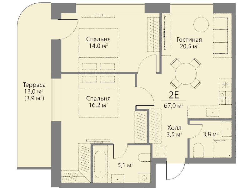3 ккв (Евро) 67,1 м²