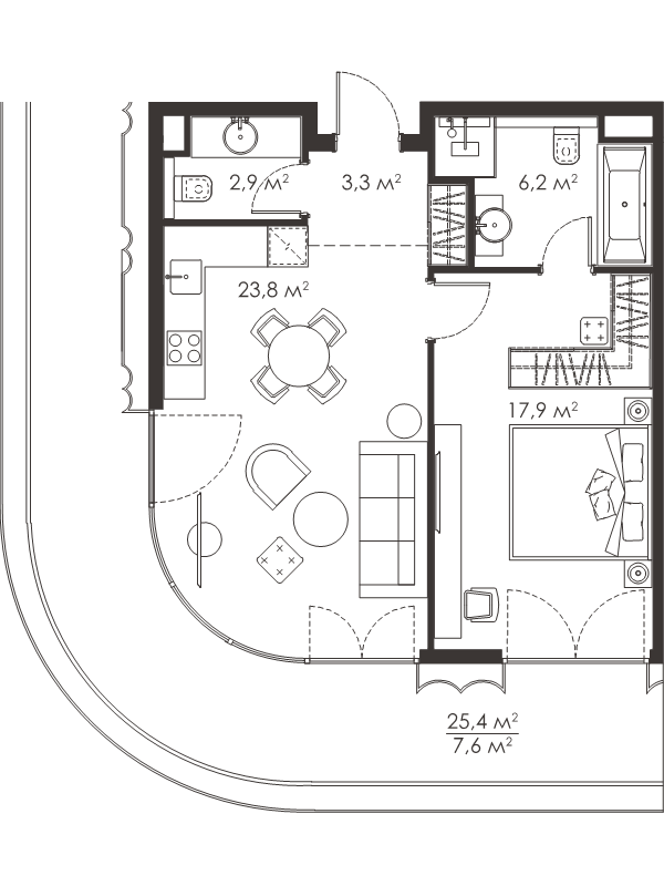 2 ккв (Евро) 61,7 м²
