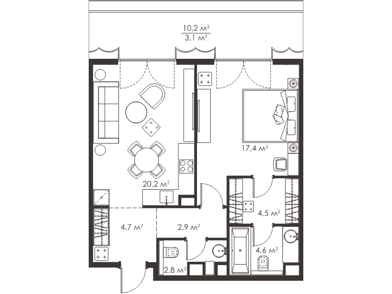 2 ккв (Евро) 60,2 м²