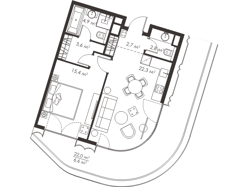 2 ккв (Евро) 58,4 м²