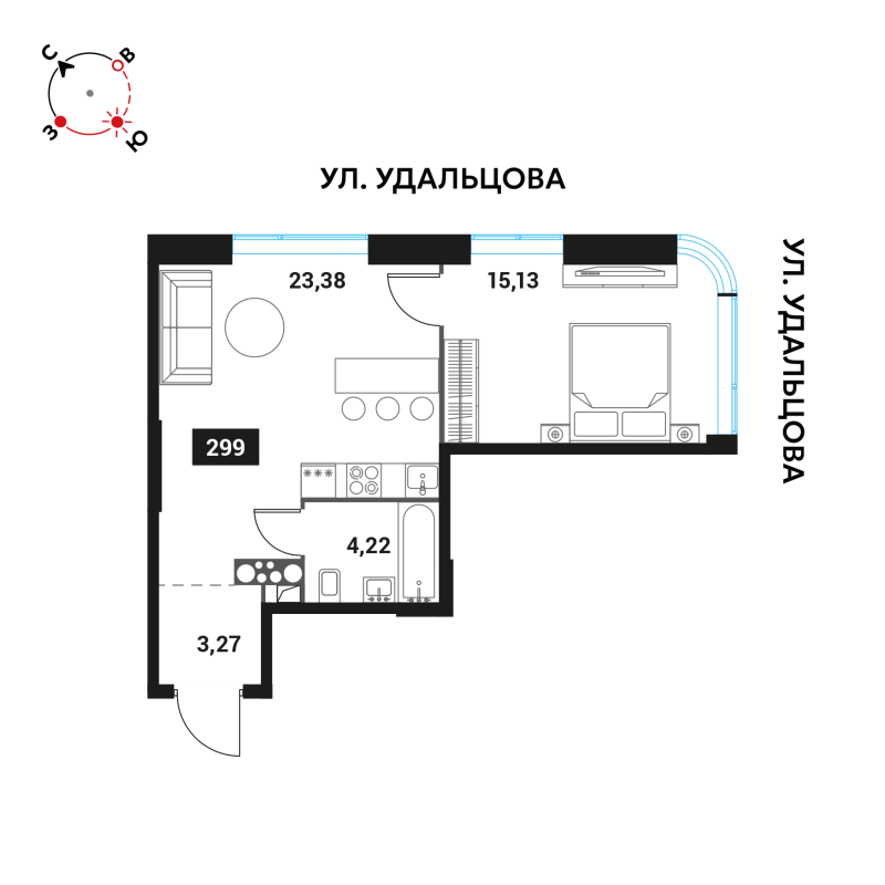 2 ккв (Евро) 46 м²