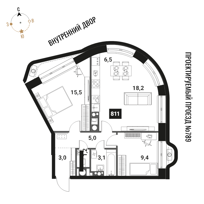 3 ккв (Евро) 61,9 м²