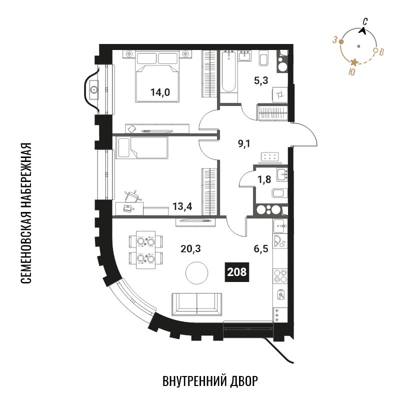 3 ккв (Евро) 70,4 м²