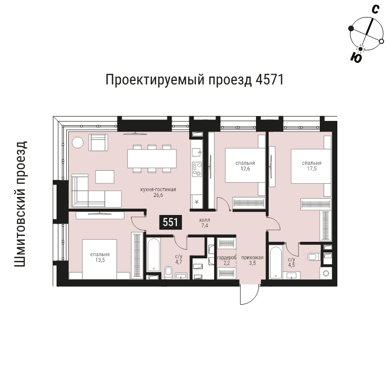 4 ккв (Евро) 93,8 м²