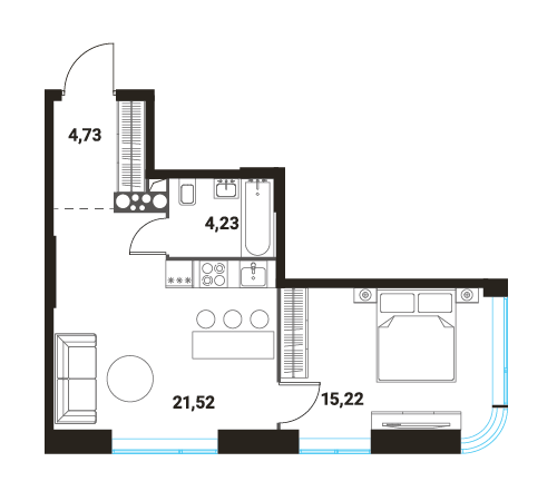 2 ккв (Евро) 45,7 м²