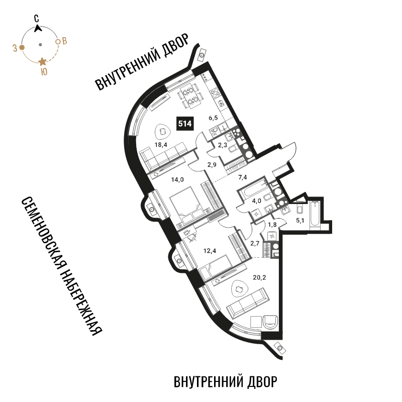 4 ккв (Евро) 97,7 м²