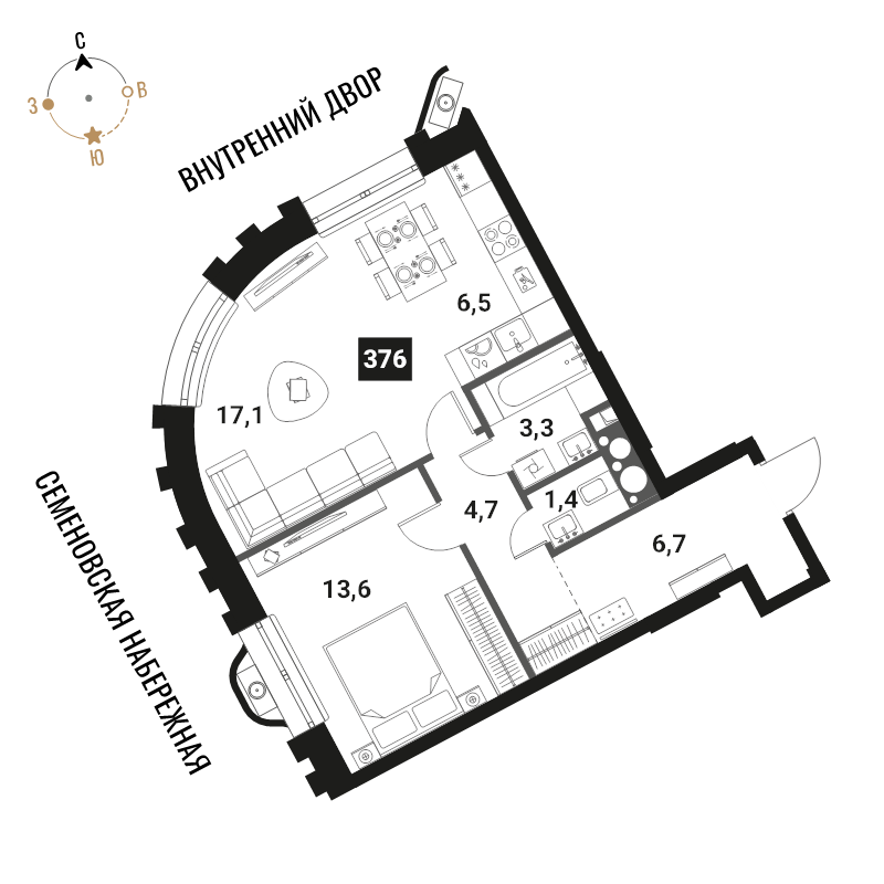 2 ккв (Евро) 53,3 м²