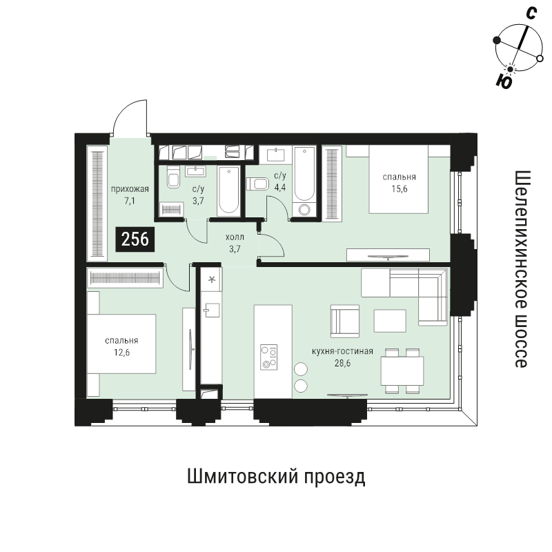 3 ккв (Евро) 75,7 м²
