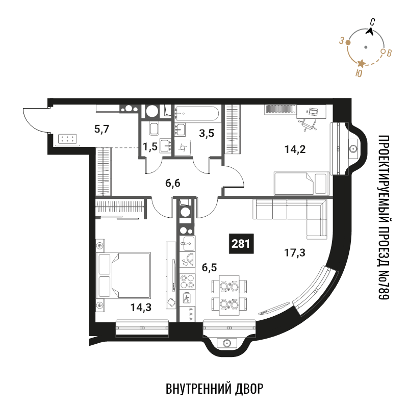3 ккв (Евро) 69,6 м²