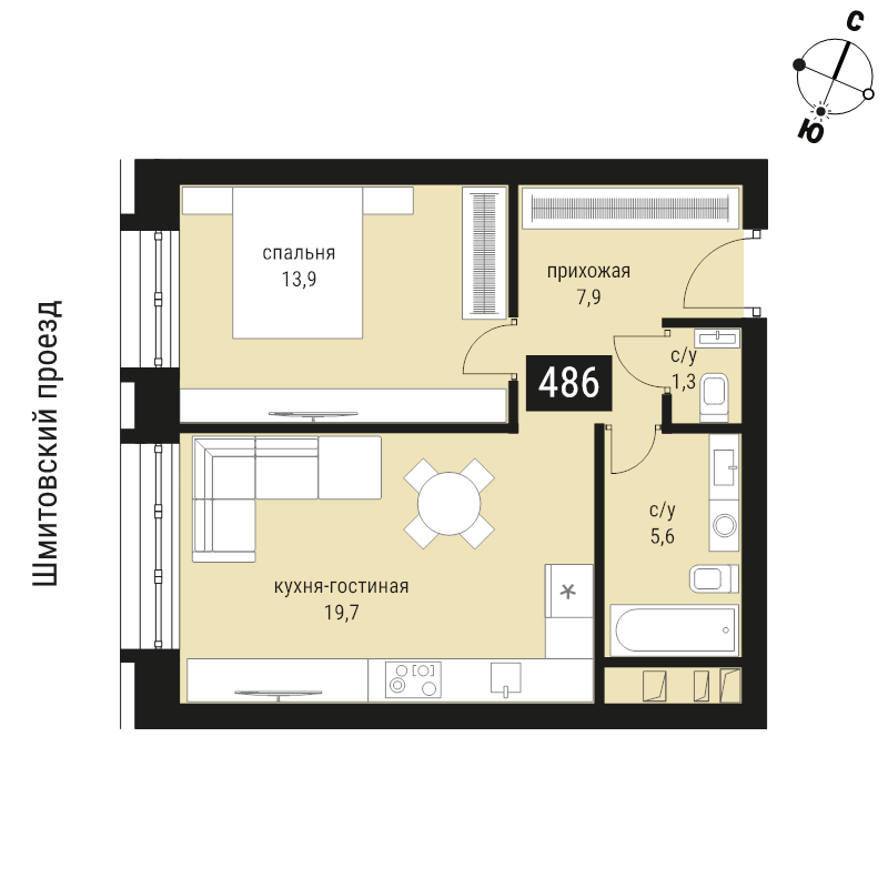 2 ккв (Евро) 48,4 м²