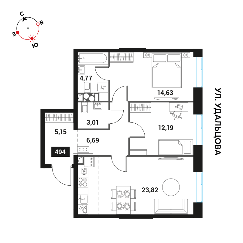 3 ккв (Евро) 70,3 м²