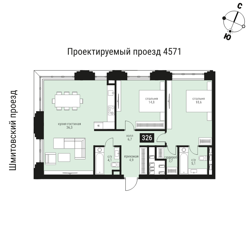 3 ккв (Евро) 93,2 м²