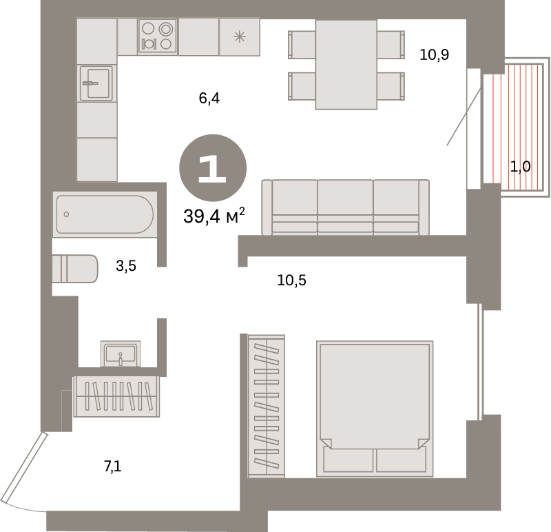 2 ккв (Евро) 39,4 м²