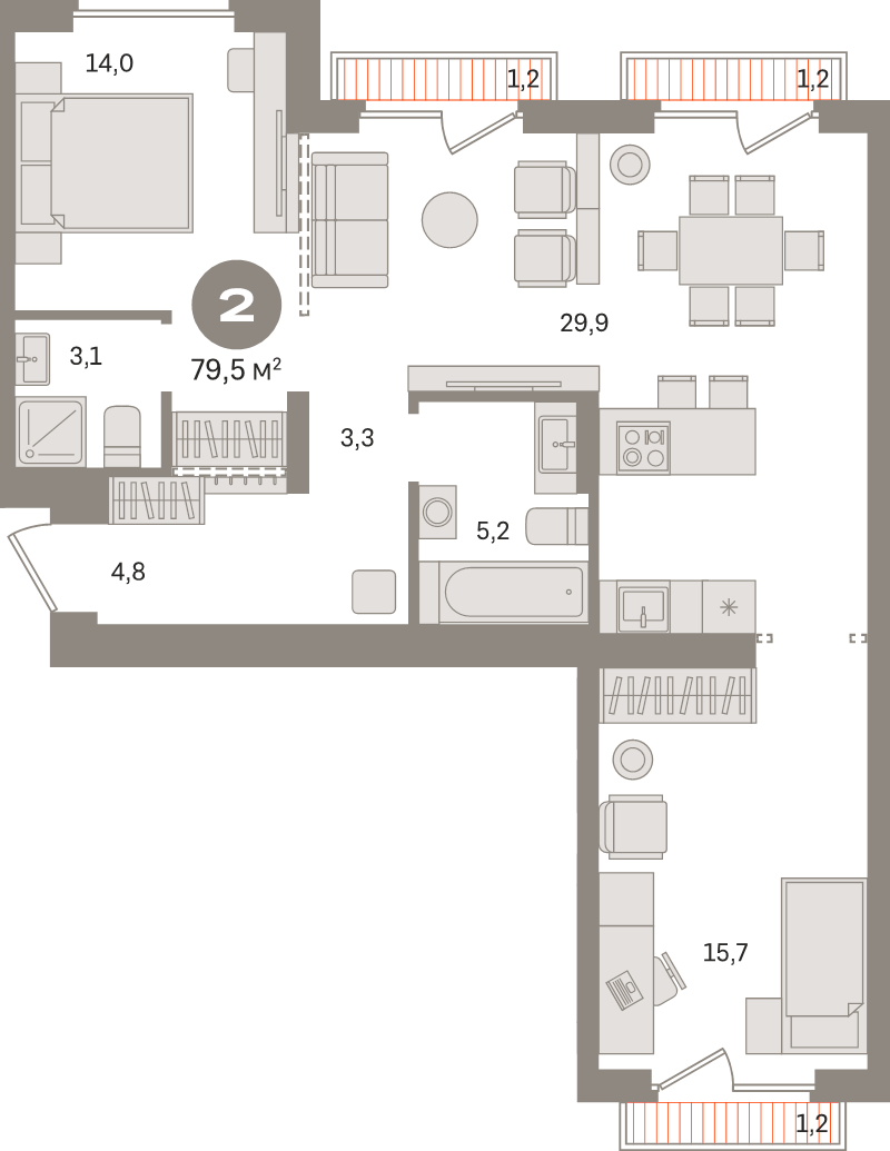 3 ккв (Евро) 82,8 м²