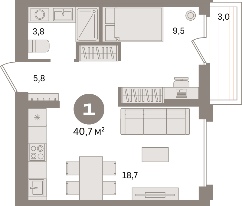 2 ккв (Евро) 40,7 м²