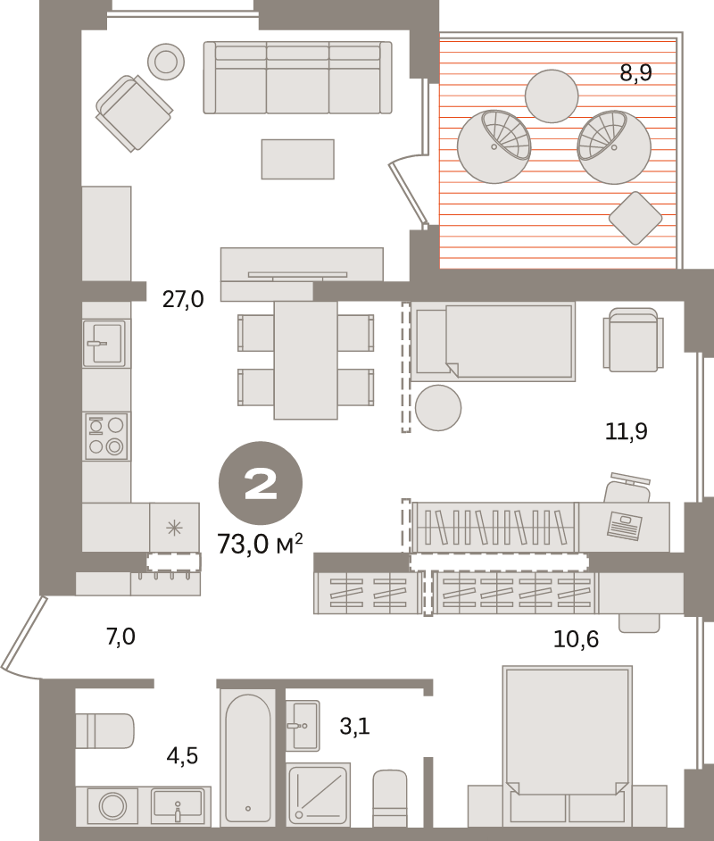 3 ккв (Евро) 73 м²