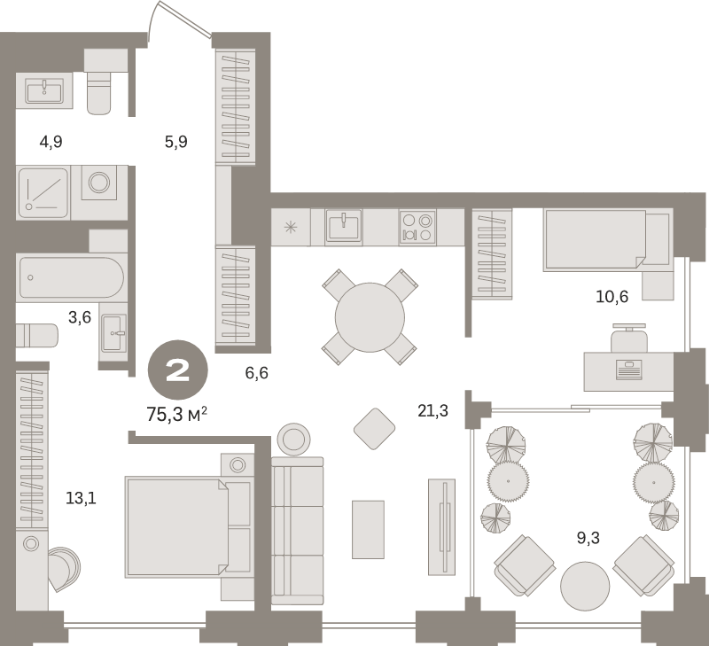 3 ккв (Евро) 76,1 м²