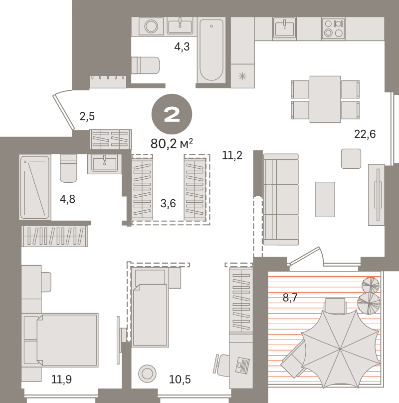 3 ккв (Евро) 80,2 м²