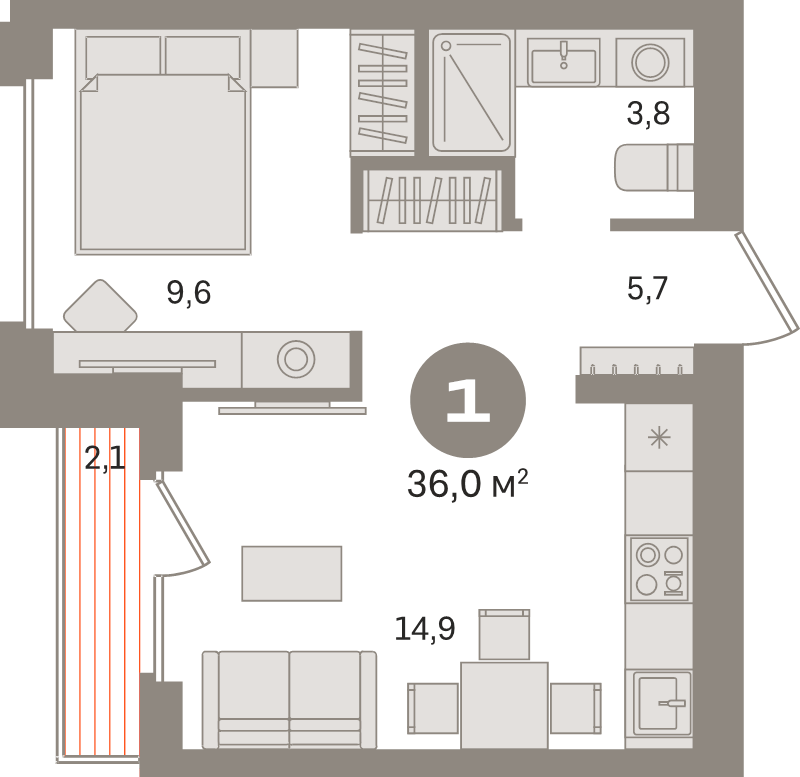 1 ккв 36 м²