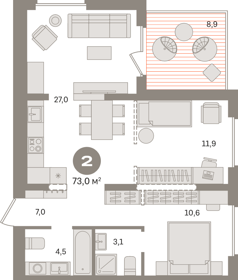 3 ккв (Евро) 73 м²