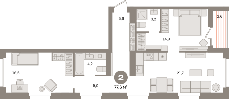 3 ккв (Евро) 77,6 м²