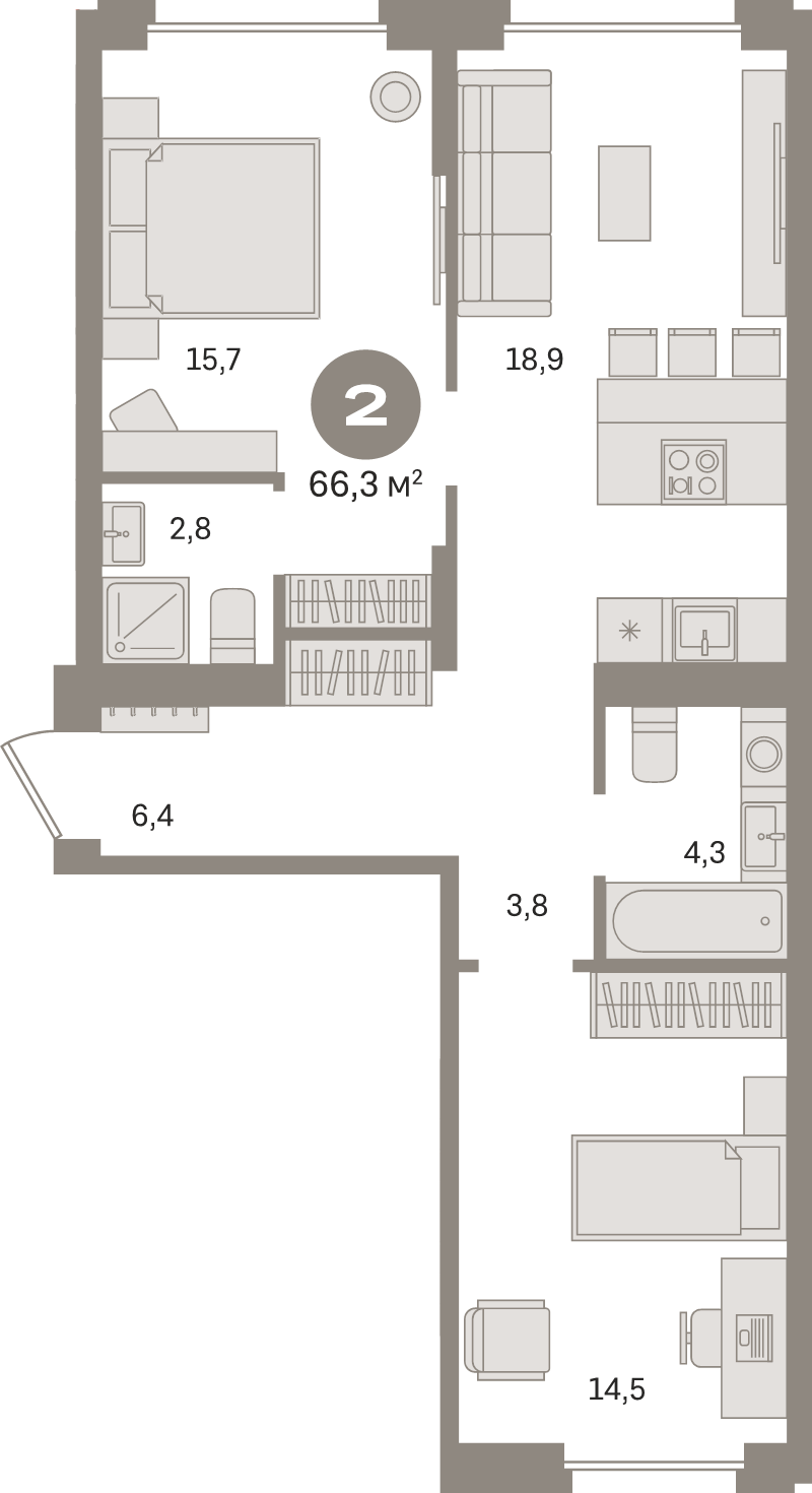 3 ккв (Евро) 66,3 м²
