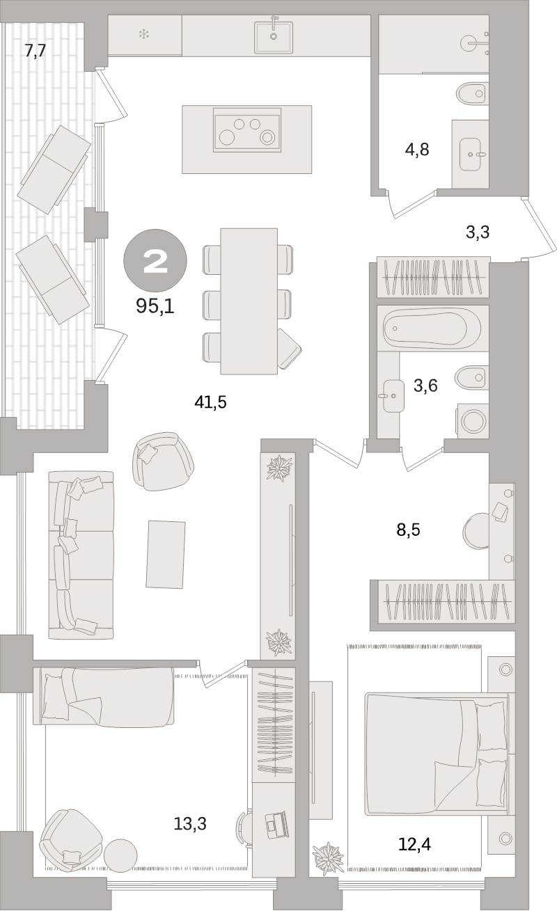 3 ккв (Евро) 95,1 м²