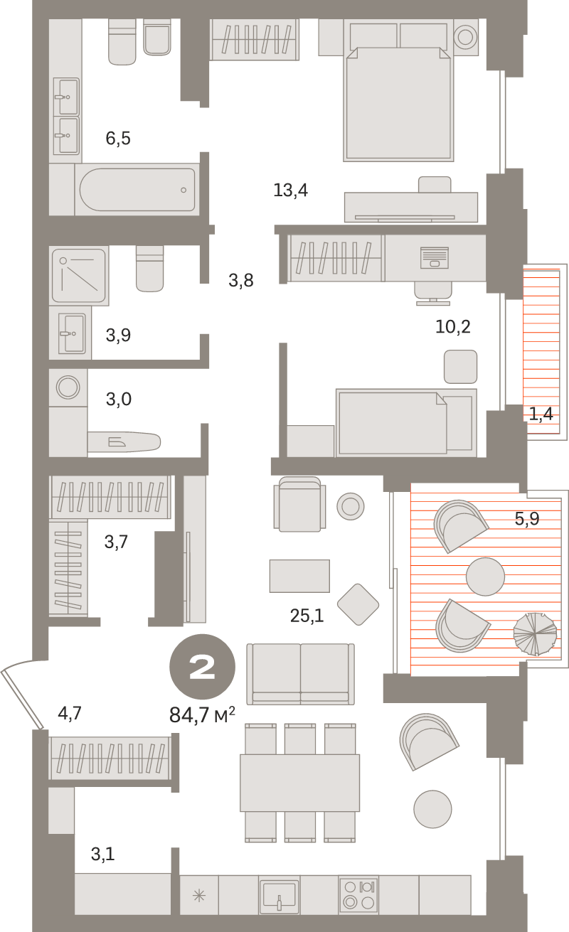 3 ккв (Евро) 86,5 м²