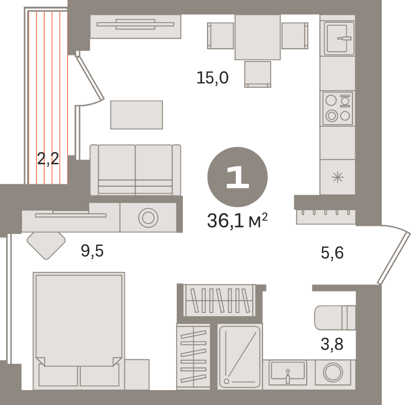 2 ккв (Евро) 36,1 м²