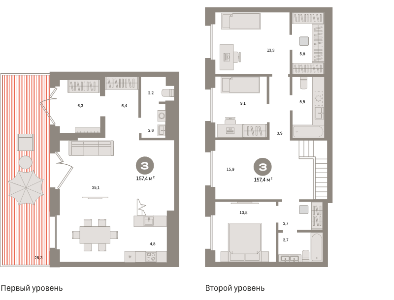 4 ккв (Евро) 157,4 м²