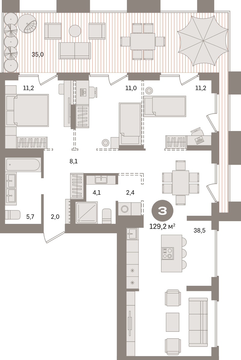 4 ккв (Евро) 129,2 м²