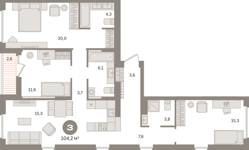 4 ккв (Евро) 104,2 м²