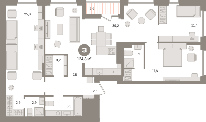4 ккв (Евро) 124,3 м²