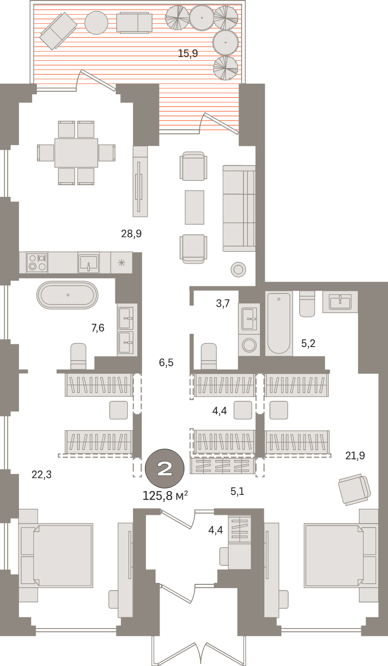 3 ккв (Евро) 125,8 м²