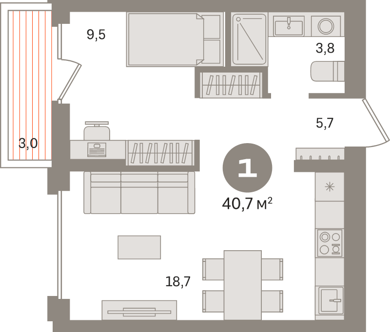 2 ккв (Евро) 40,7 м²