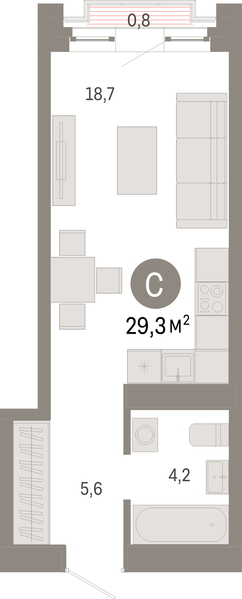 Студия 29,3 м²
