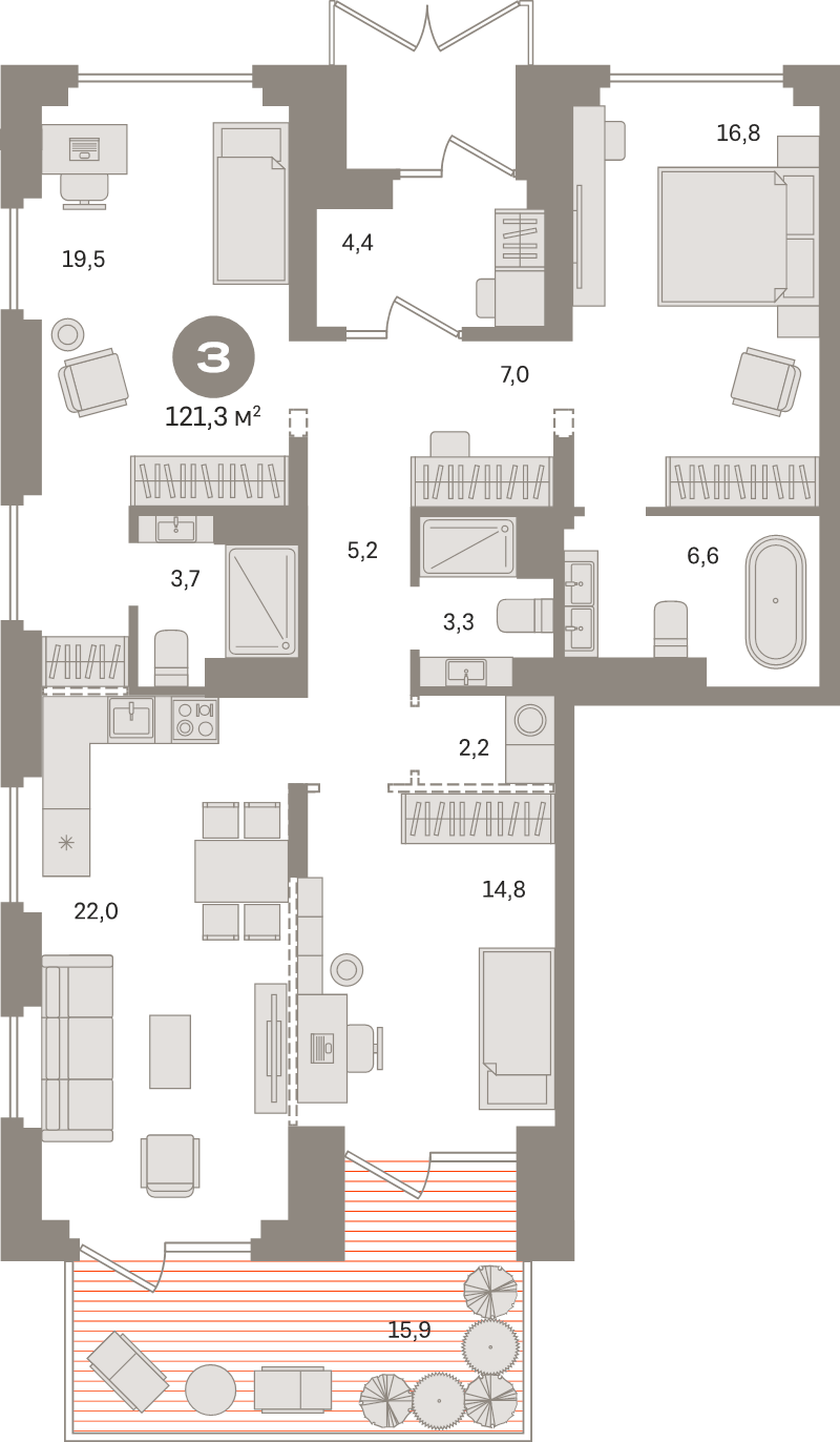4 ккв (Евро) 121,3 м²