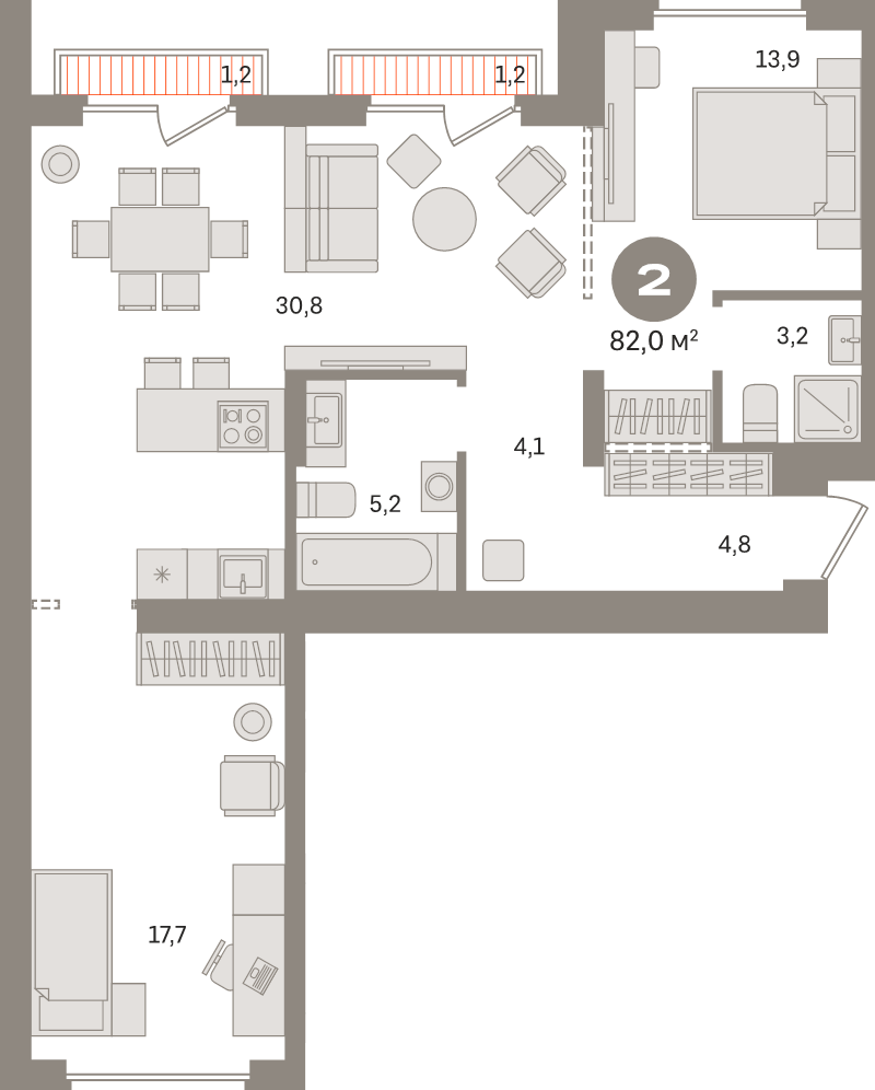 3 ккв (Евро) 82 м²