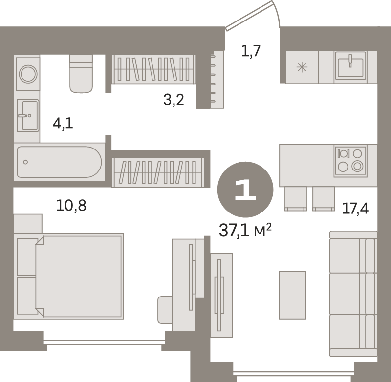 2 ккв (Евро) 37,1 м²