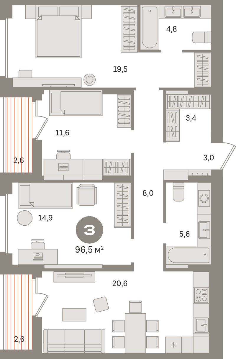 4 ккв (Евро) 96,5 м²