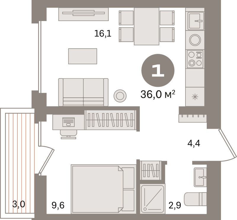 2 ккв (Евро) 36 м²