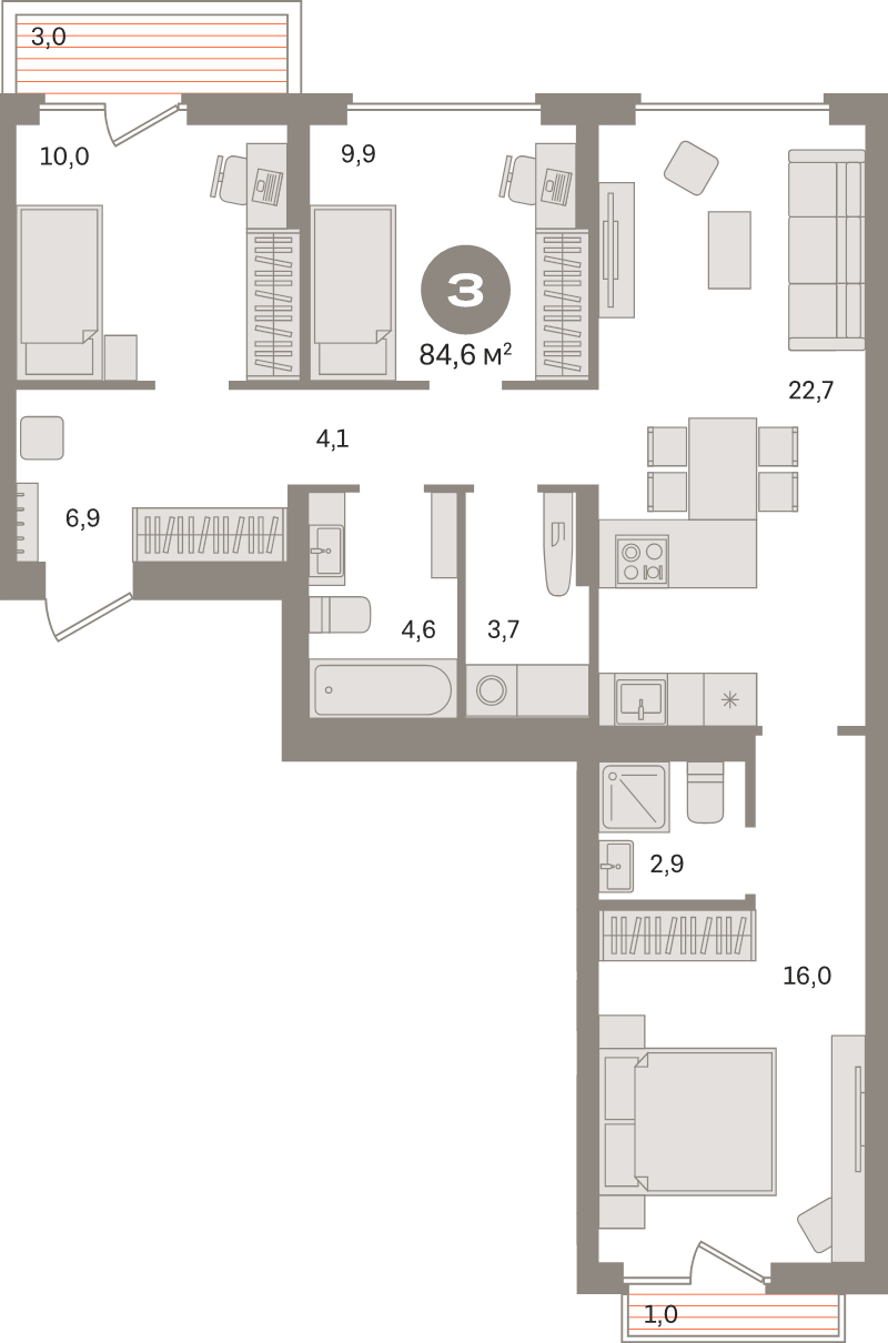 4 ккв (Евро) 84,6 м²