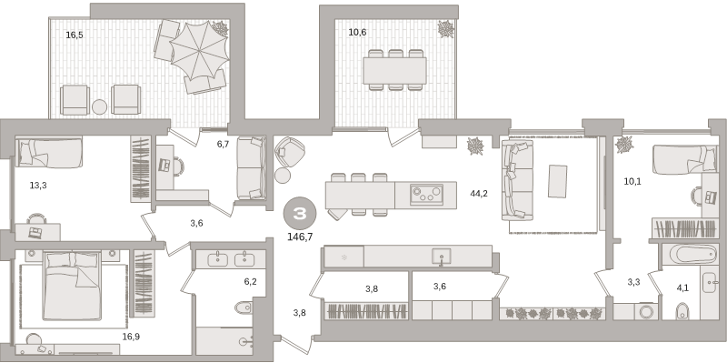 5 ккв (Евро) 146,7 м²