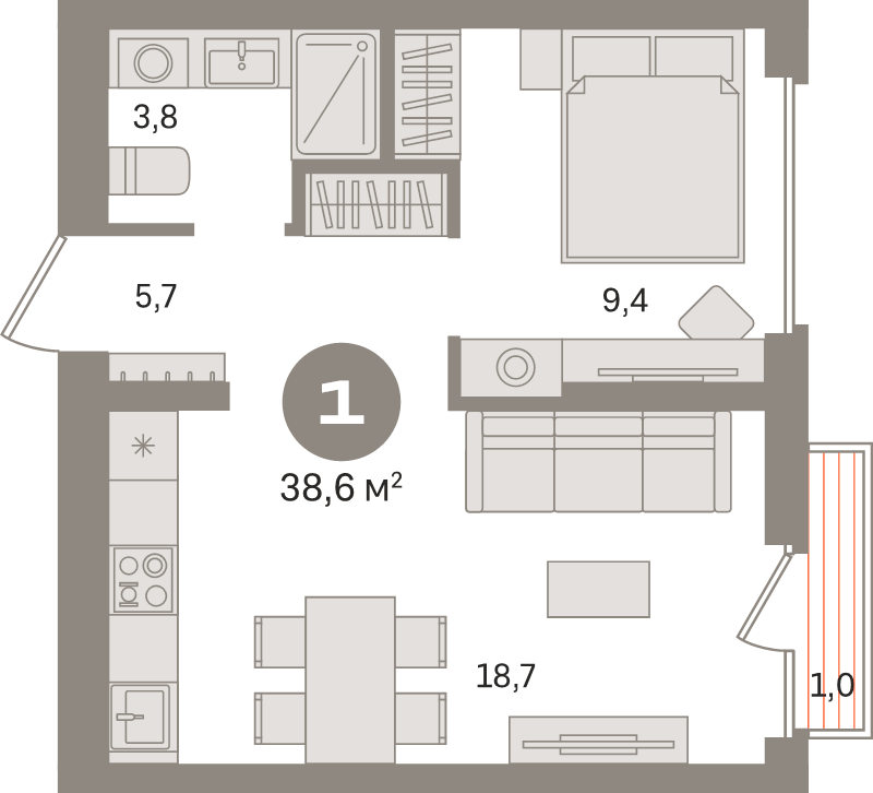 2 ккв (Евро) 38,6 м²