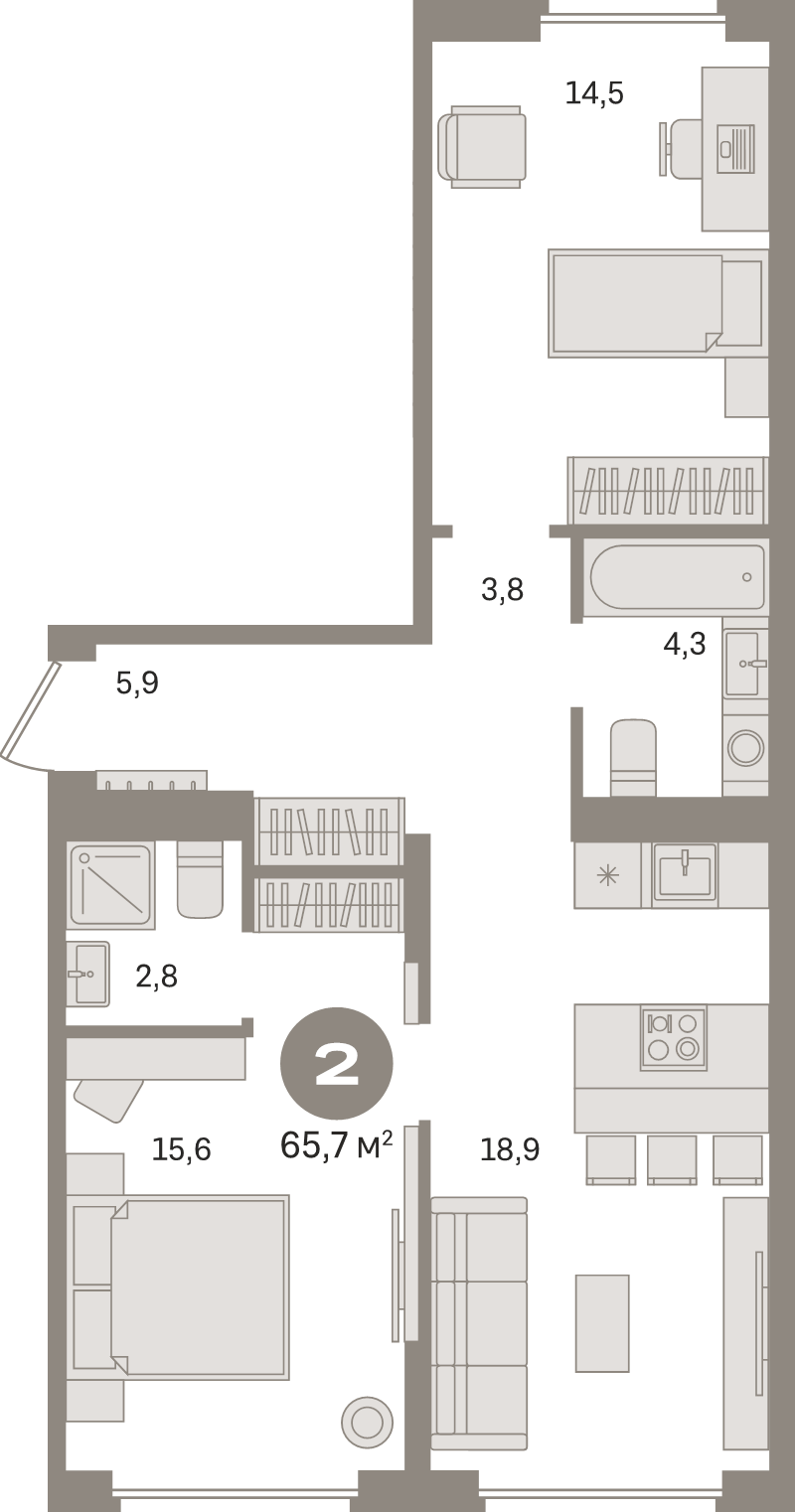 3 ккв (Евро) 65,7 м²
