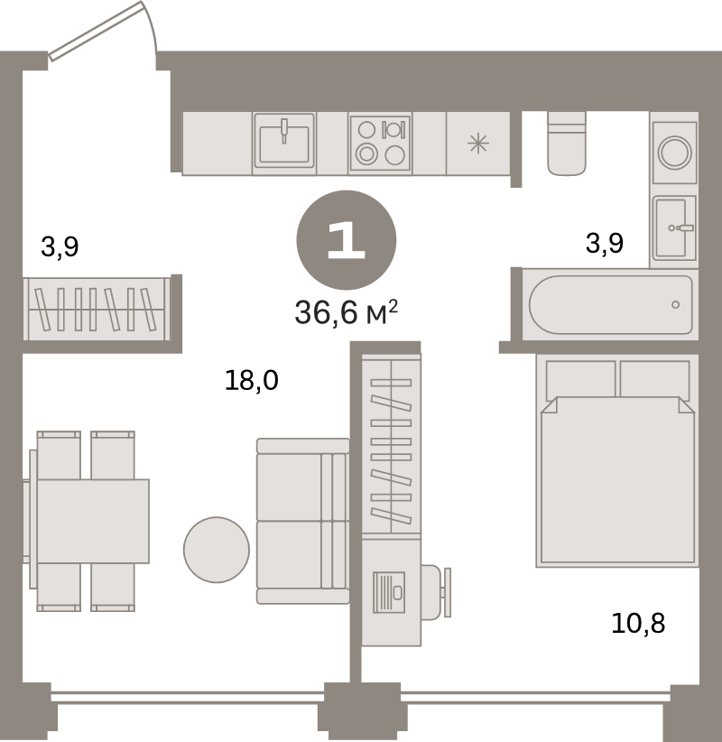 2 ккв (Евро) 36,6 м²