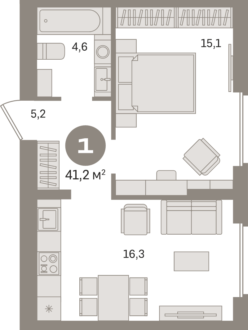 2 ккв (Евро) 41,2 м²