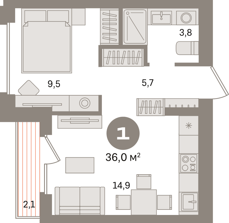 1 ккв 36 м²
