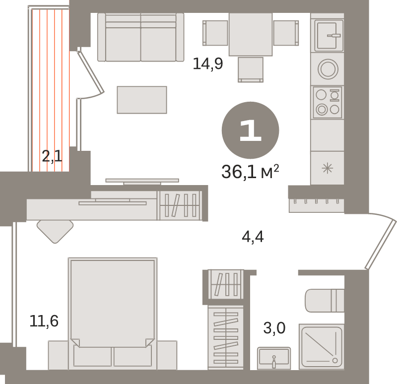 2 ккв (Евро) 36,1 м²