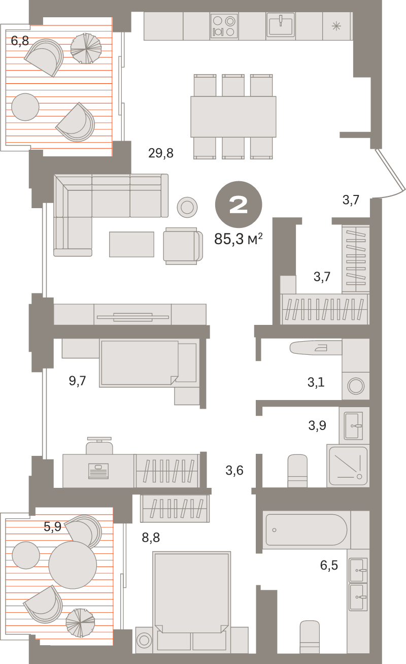 3 ккв (Евро) 87,1 м²